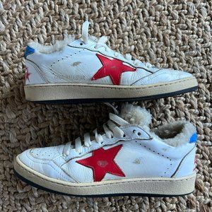Golden Goose Ball Star Sneakers size 36 Shearling lining red star blue heel tab